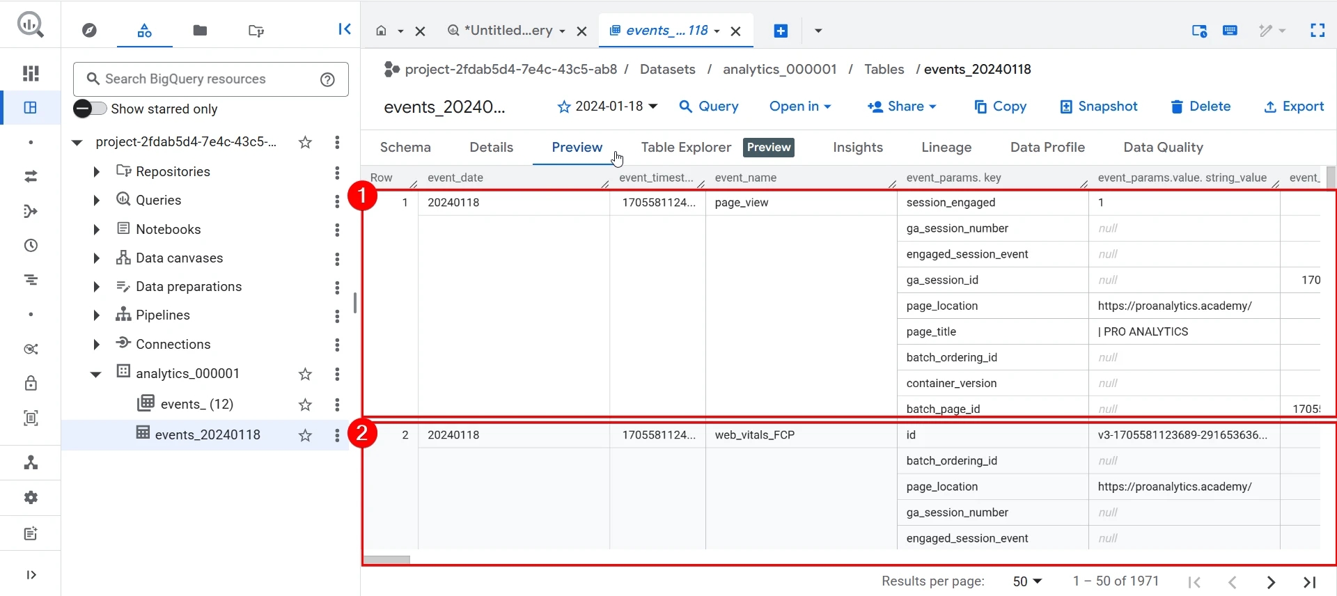 33.2 Events in table