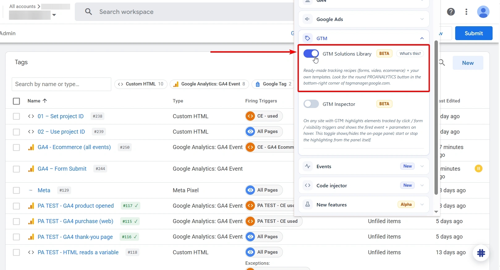44.6 Activate GTM Template Library