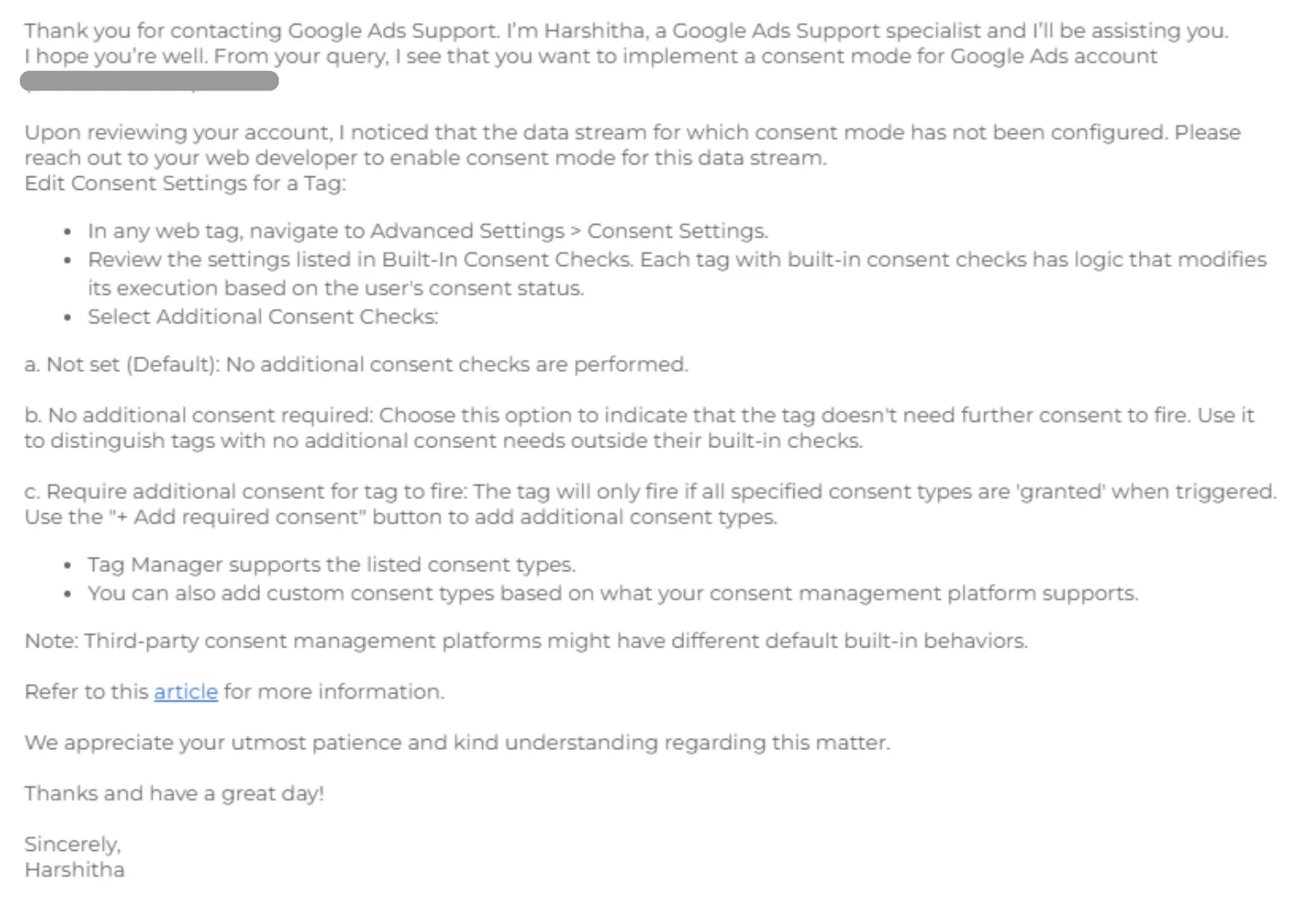 20.3 Google answer Consent Mode is Active