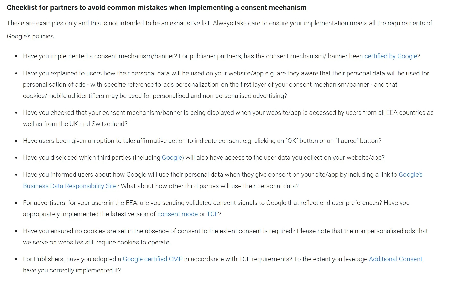 20.8 Consent mode implementation checklist