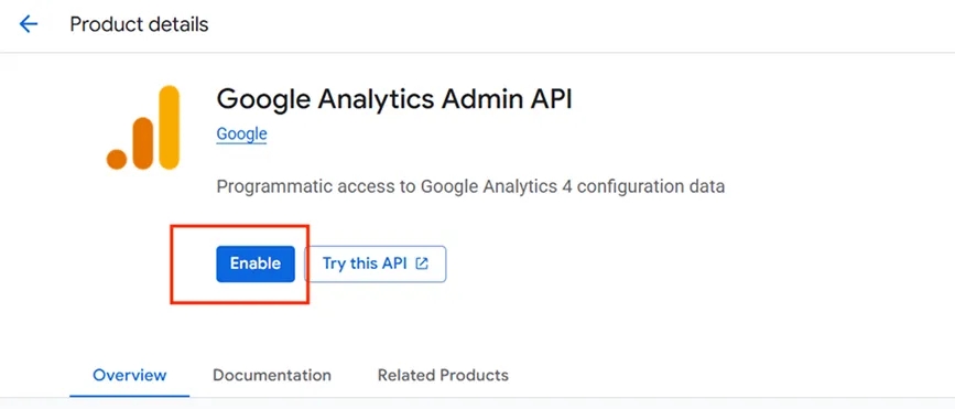24.16 - Google Analytics Admin API - Enable
