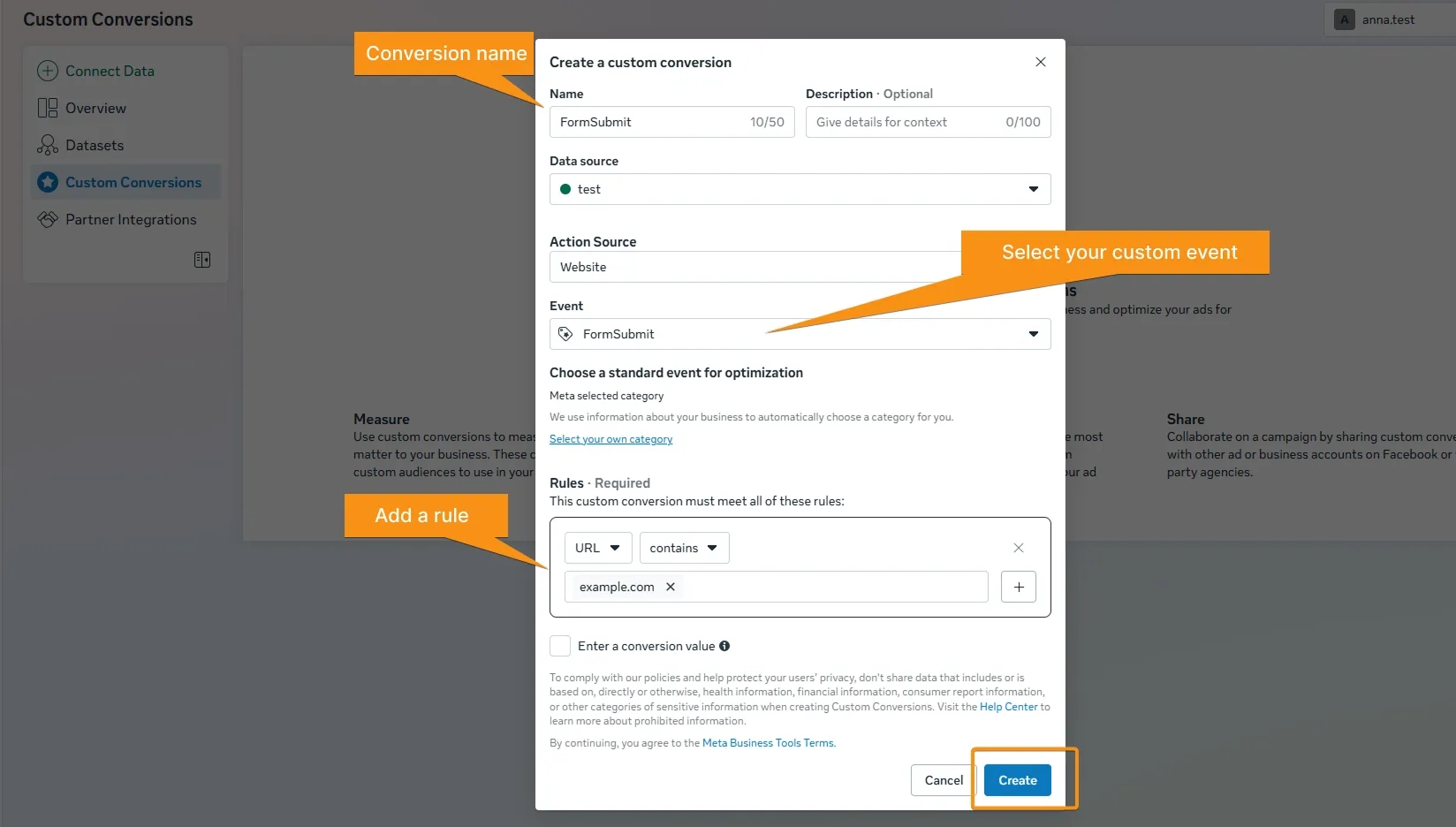 35.33 Custom conversion setup example