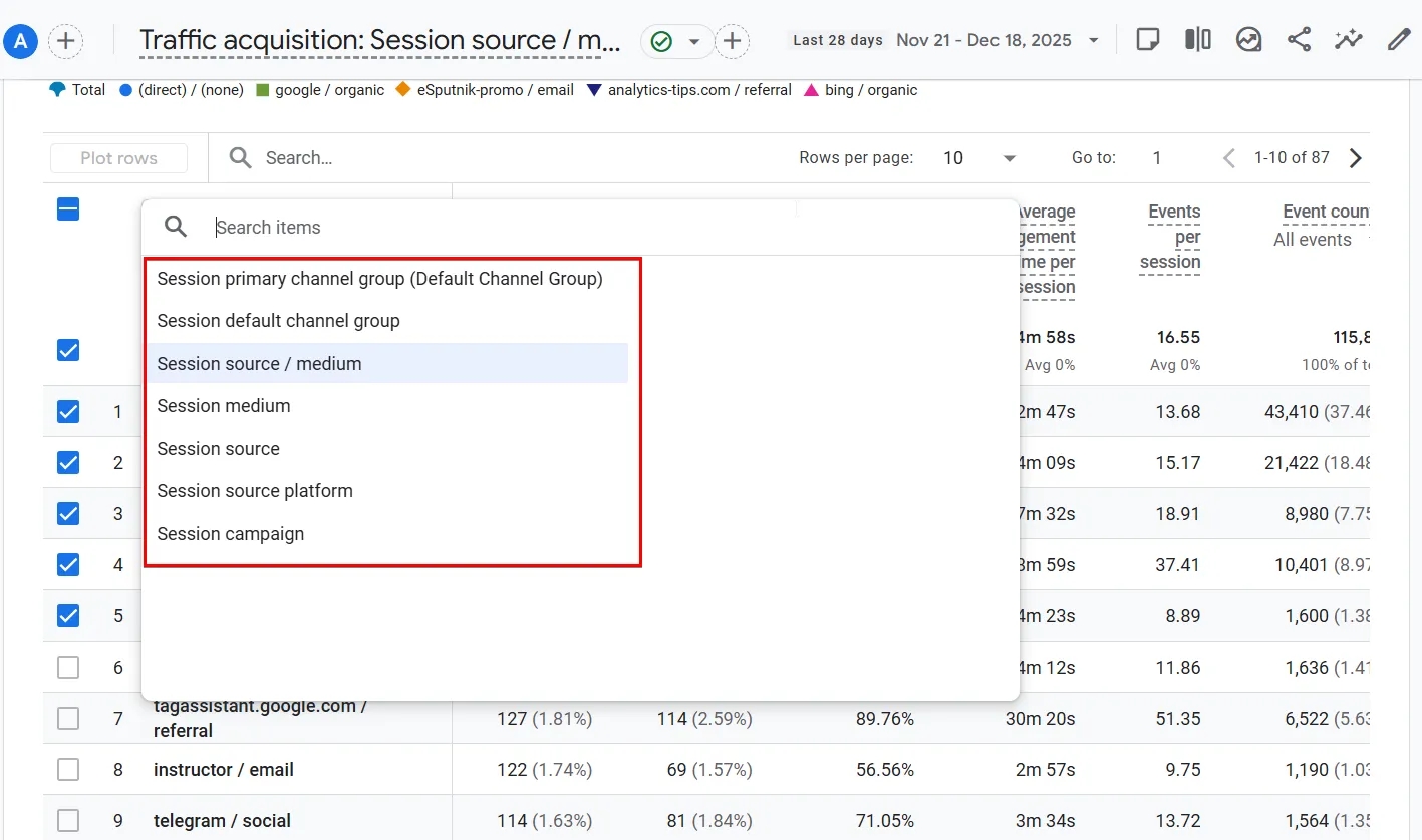 39.12 GA4 Traffic Acquisition Parameters