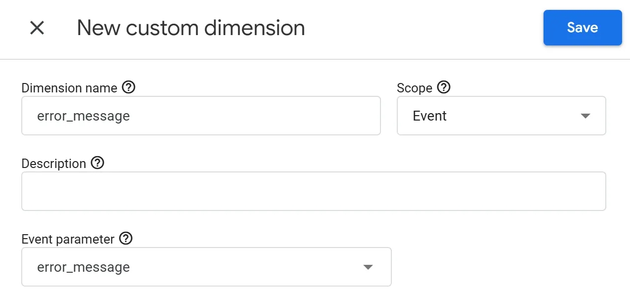 41.12 custom dimensions ga4 error message