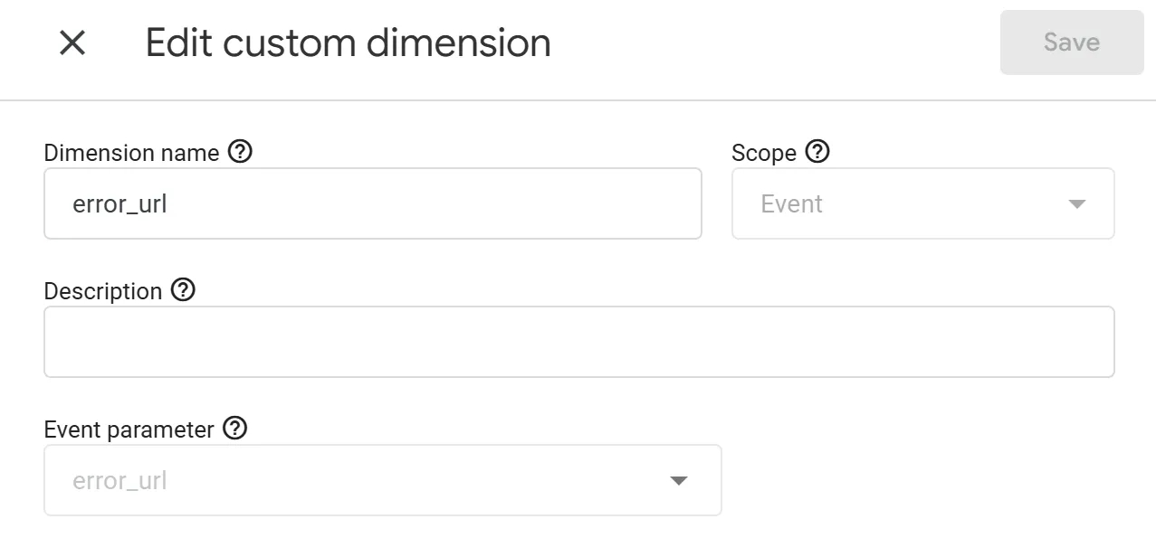 41.13 custom dimensions ga4 error url