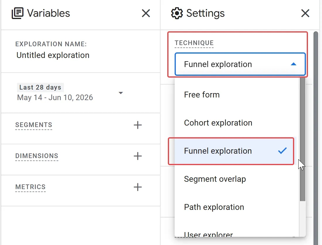 42.18 Funnel exploration ga4