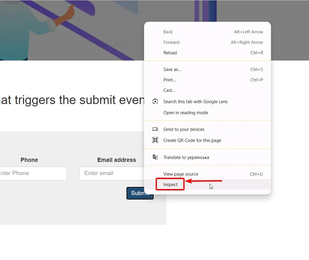 42.1 Inspect page element