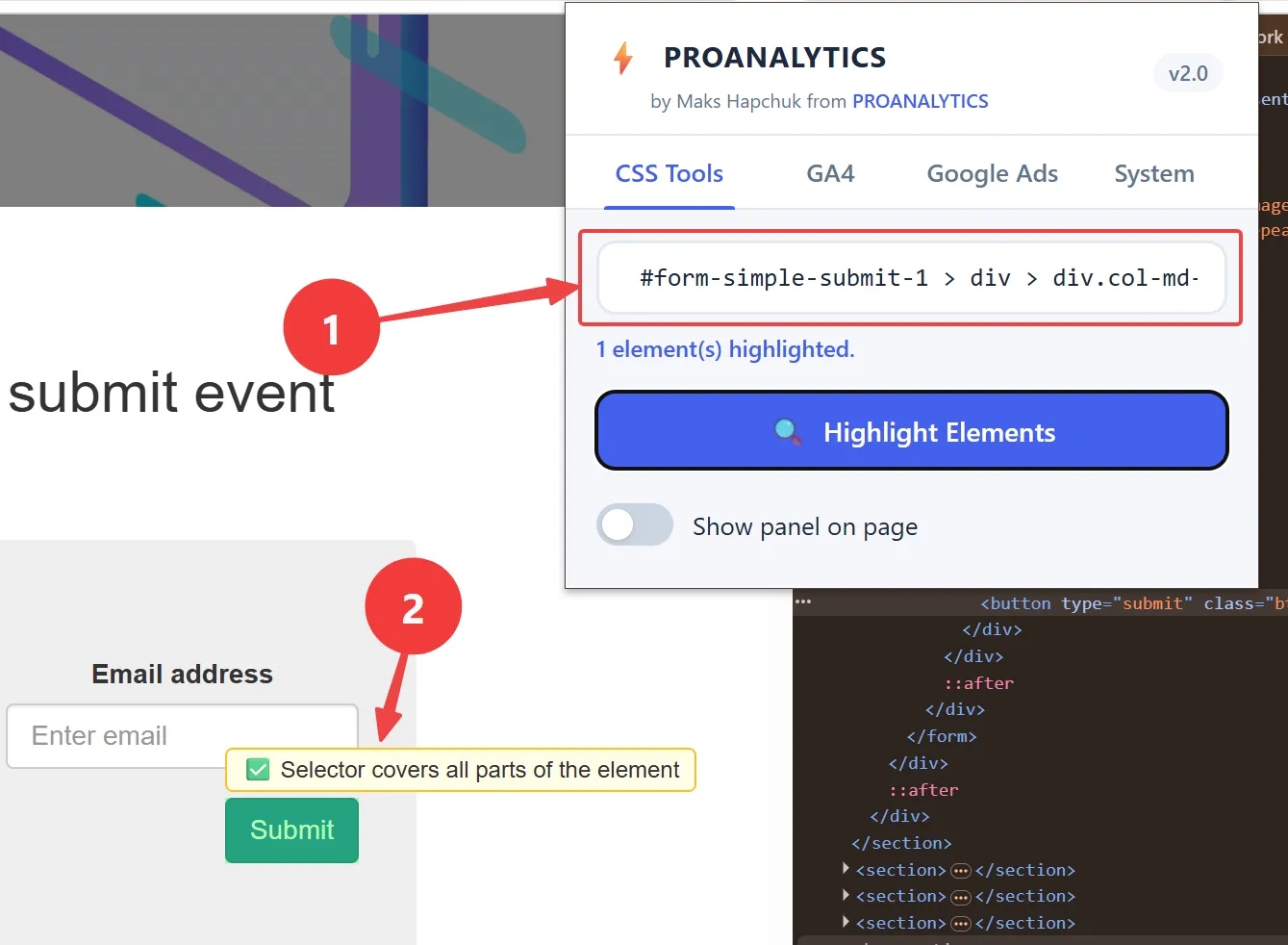 42.5 PROANALYTICS extensions validate selector