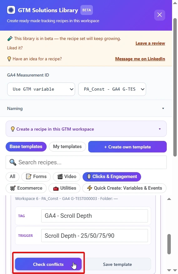 44.10 Check conflicts before adding template