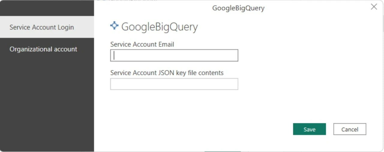 n47.2 BigQuery Service login in Power BI