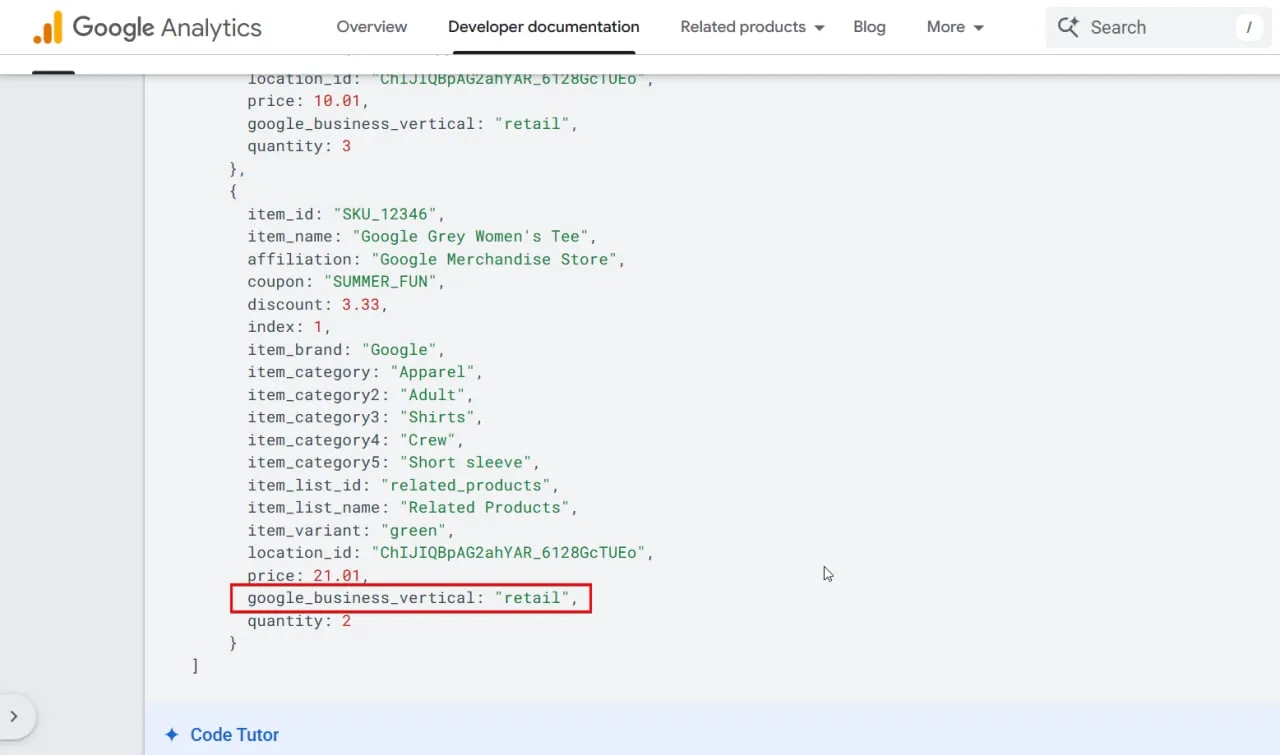 n48.2 google_business_vertical parameter