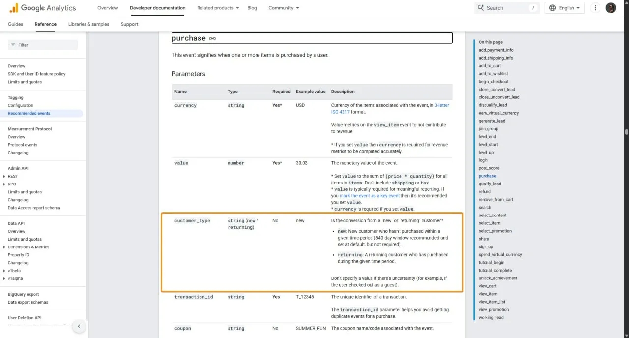 n48.3 customer_type parameter ga